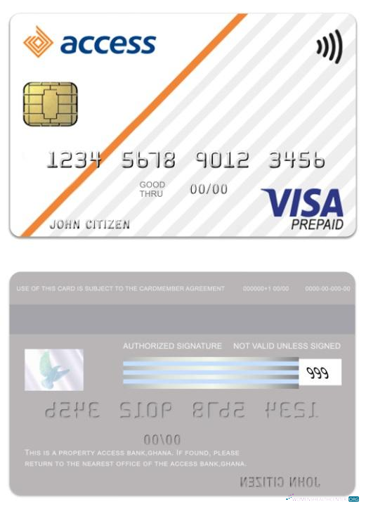 Download Ghana Access Bank visa prepaid card Photoshop template